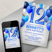 12th Boys Blue Birthday Invitation