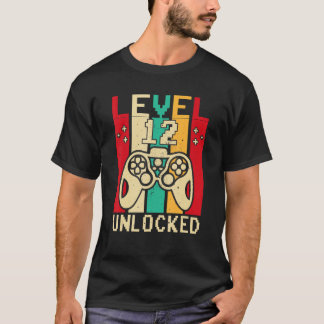 12th Gamer Boy Saying Vintage Level 12 Unlocked Ga T-shirt