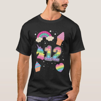 12Th Magical Poppin Birthday Unicorn Popits 12 Pop T-shirt