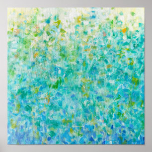 12x12 Abstracte Turquoise Blue Light Yellow Print