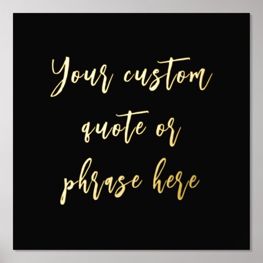 12x12 Black GOLD Custom Quote Phrase Verse SCRIPT Folie Afdrukken (Voorkant)