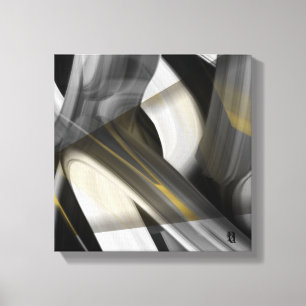 12x12" Tendance Art Abstrait Toile Noir Blanc Or