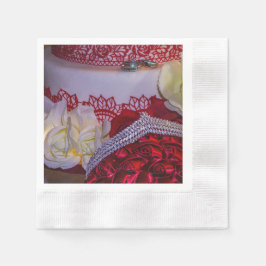 1304 - Trouwtaart, boeket en ringen Servet