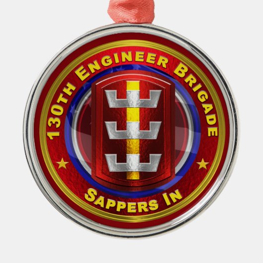 130E Kerstmis, ENGINEER BRIGADE Metalen Ornament (Voorkant)