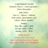 132 cm x 183 cm Autocollant de fenêtre pour restau (Feuille 3)