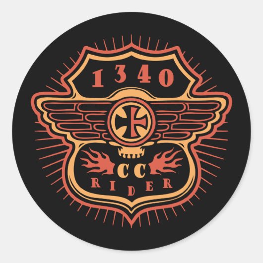 1340cc Rider Ronde Sticker (Voorkant)