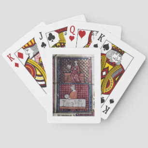 137-0011409/1 Zittende vrouw met een duif en een m Pokerkaarten