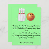 13 Anniversaire Invitation au Bowling Party (Devant / Derrière)