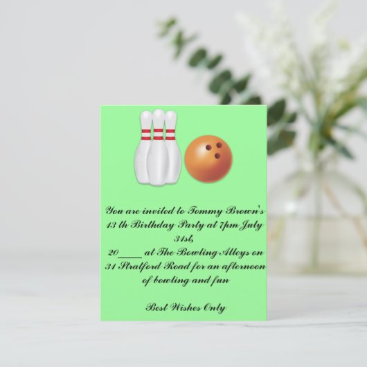 13 Anniversaire Invitation au Bowling Party (Debout devant)