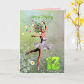 13 ans, carte d'anniversaire fée fée (Fleur jaune)