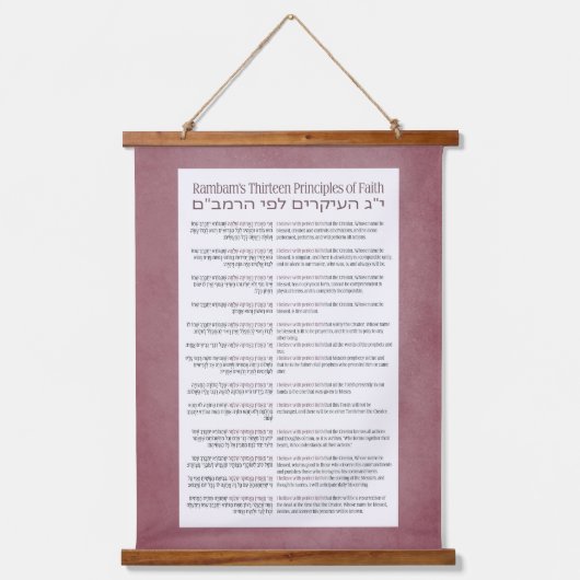 13 beginselen van de joodse geloofsovertuiging roz hangend wandkleed (Voorkant)