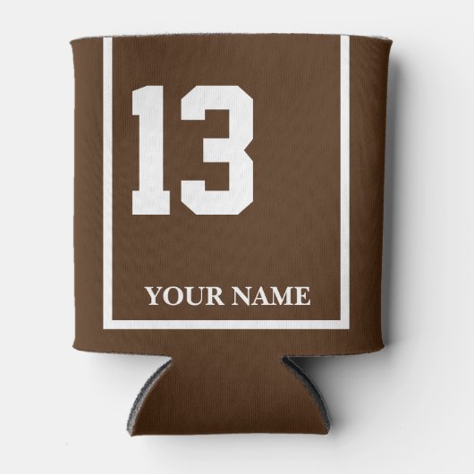 13 Bruin met Witte Paard Zadeldeken Custom Blikjeskoeler (Voorkant)