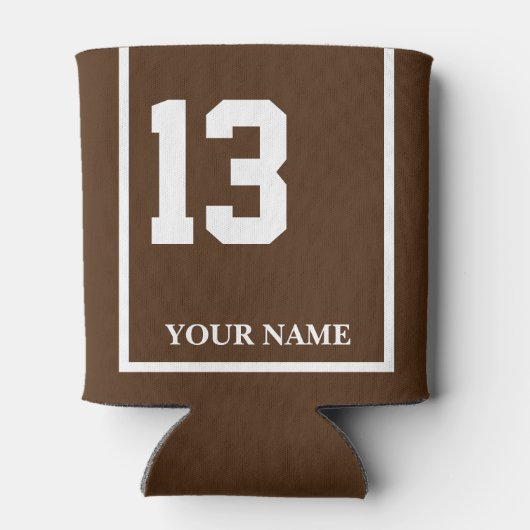 13 Bruin met Witte Paard Zadeldeken Custom Blikjeskoeler (Achterkant)