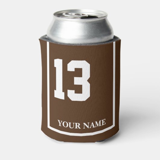 13 Bruin met Witte Paard Zadeldeken Custom Blikjeskoeler (Blikje Achterkant)