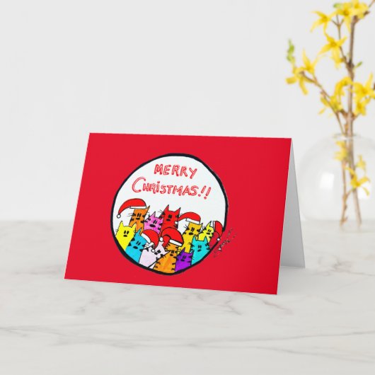 13 - Carte de Noël Chats (Fleur jaune)