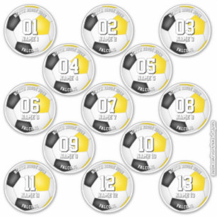 13 enkele voetbalstickers met zwart gouden teamkle sticker