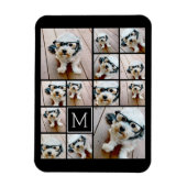 13 Foto Collage Monogram zwart - Kan kleur bewerke Magneet (Verticaal)