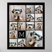 13 Foto Collage Monogram zwart - Kan kleur bewerke Poster (Voorkant)