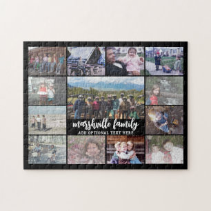 13 foto collage optionele tekst -- Familie - zwart Legpuzzel