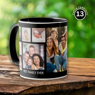 13 Fotocollage Beste Familie Ooit Naam Zwart Mok
