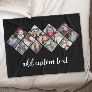 13 Fotocollage - diamantpatroon - zwart Fleece Deken