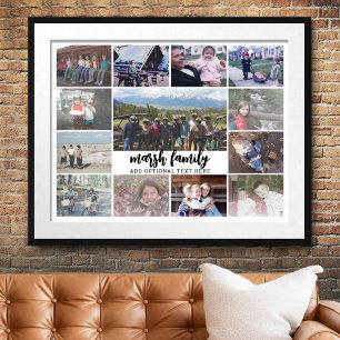 13 Fotocollage Optionele tekst -- Familie - wit Poster