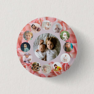 13 Foto's collage Persoonlijke naam rosy Ronde Button 3,2 Cm