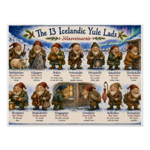 13 IJslandse Kerstmannen Kerst reykjavik Perfect Poster
