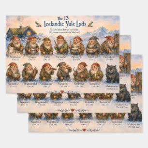 13 IJslandse Yule Lads Kerstmis in IJsland Inpakpapier Vel