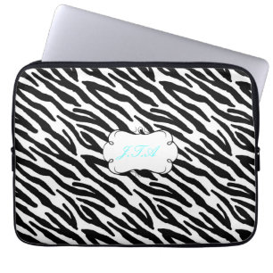 13-inch laptop hoesje monogrammed initialen zwart sleeve