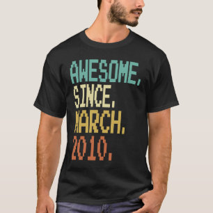 13 jaar Geweldige sinds maart 2010 13e verjaardag T-shirt