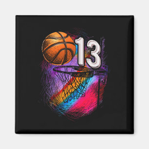 13 Jaar Oud 13e Verjaardag Basketbal Officiële Tie Magneet