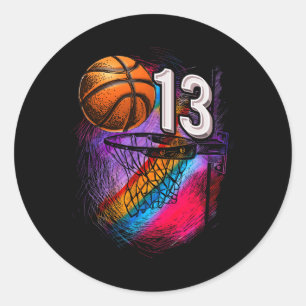 13 Jaar Oud 13e Verjaardag Basketbal Officiële Tie Ronde Sticker