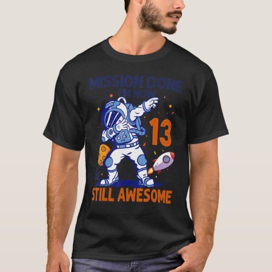 13 jaar oud astronaut Space Planet 13e verjaardag T-shirt (Voorkant)