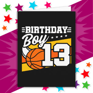 13 Jaar Oud Basketbalfeest 13e Verjaardag Jongen Kaart