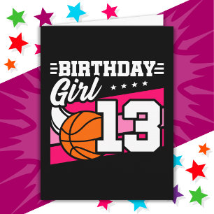13 Jaar Oud Basketbalfeest 13e Verjaardag Meisje Kaart