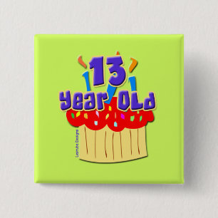 13 jaar oud vierkante button 5,1 cm