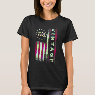 13 Jaar Oud Vintage 2009 Amerikaanse Vlag 13e Ver T-shirt