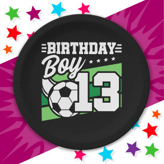 13 Jaar Oud Voetbal Football Kinder 13e Verjaardag Papieren Bordje