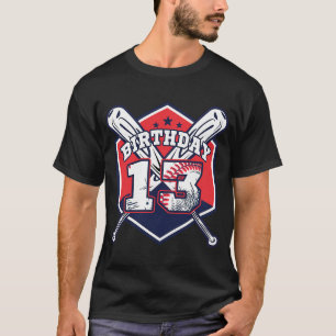 13 jaar oude 13e Baseball Birthday Party Theme Bo T-shirt