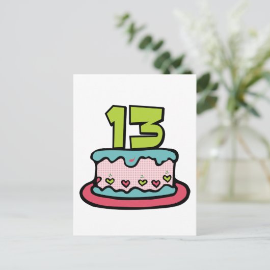 13 jaar oude Birthday Cake Briefkaart (Staand voorkant)