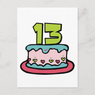 13 jaar oude Birthday Cake Briefkaart