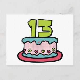 13 jaar oude Birthday Cake Briefkaart