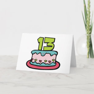 13 jaar oude Birthday Cake Kaart
