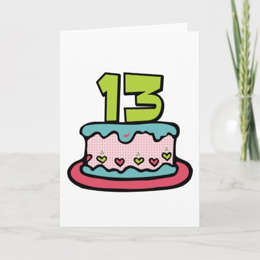 13 jaar oude Birthday Cake Kaart (Voorkant)