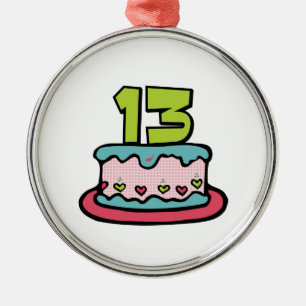 13 jaar oude Birthday Cake Metalen Ornament