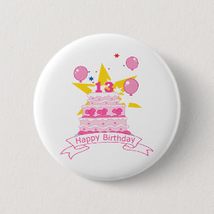 13 jaar oude Birthday Cake Ronde Button 5,7 Cm