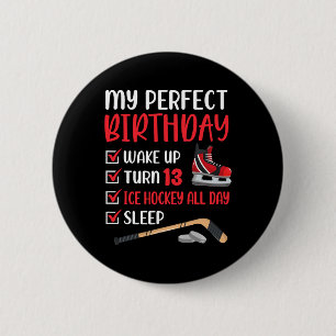 13 jaar oude ijshockey op 13de Jongen Bda Ronde Button 5,7 Cm