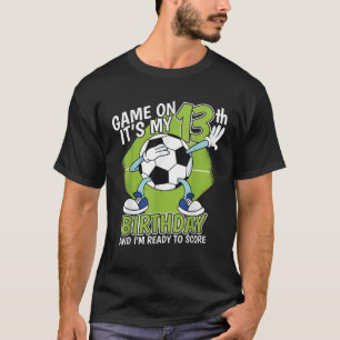 13 jaar oude voetballer jongen 13e verjaardag voet t-shirt
