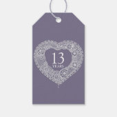 13 jaar witte kanten hart effect cadeau labels cadeaulabel (Voorkant)